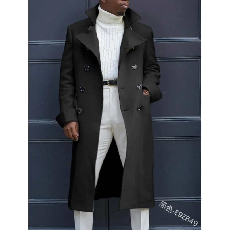 

Fashion White Long Jackets Trench Wool Blends Men's Overcoat Coat Double Breasted Coats Streetwear Party Loose Jacke