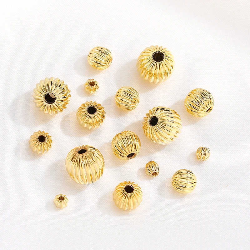 

Медная плакированная 14K Золотая 3-8 мм искусственная Тыква бусина полые DIY ювелирные изделия ожерелье браслет украшения для волос бисер аксессуары