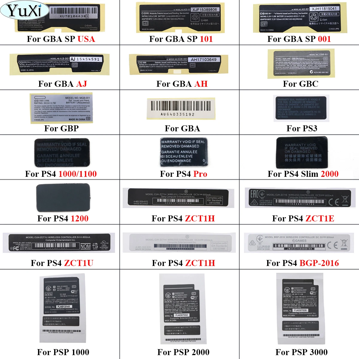 For Gbc Gbp Gba Sp Handle Barcode Stickers For Ps3 Ps4 Psp 1000 00 3000 Controller Housing Shell Slim Back Sticker Lable Seals Aliexpress