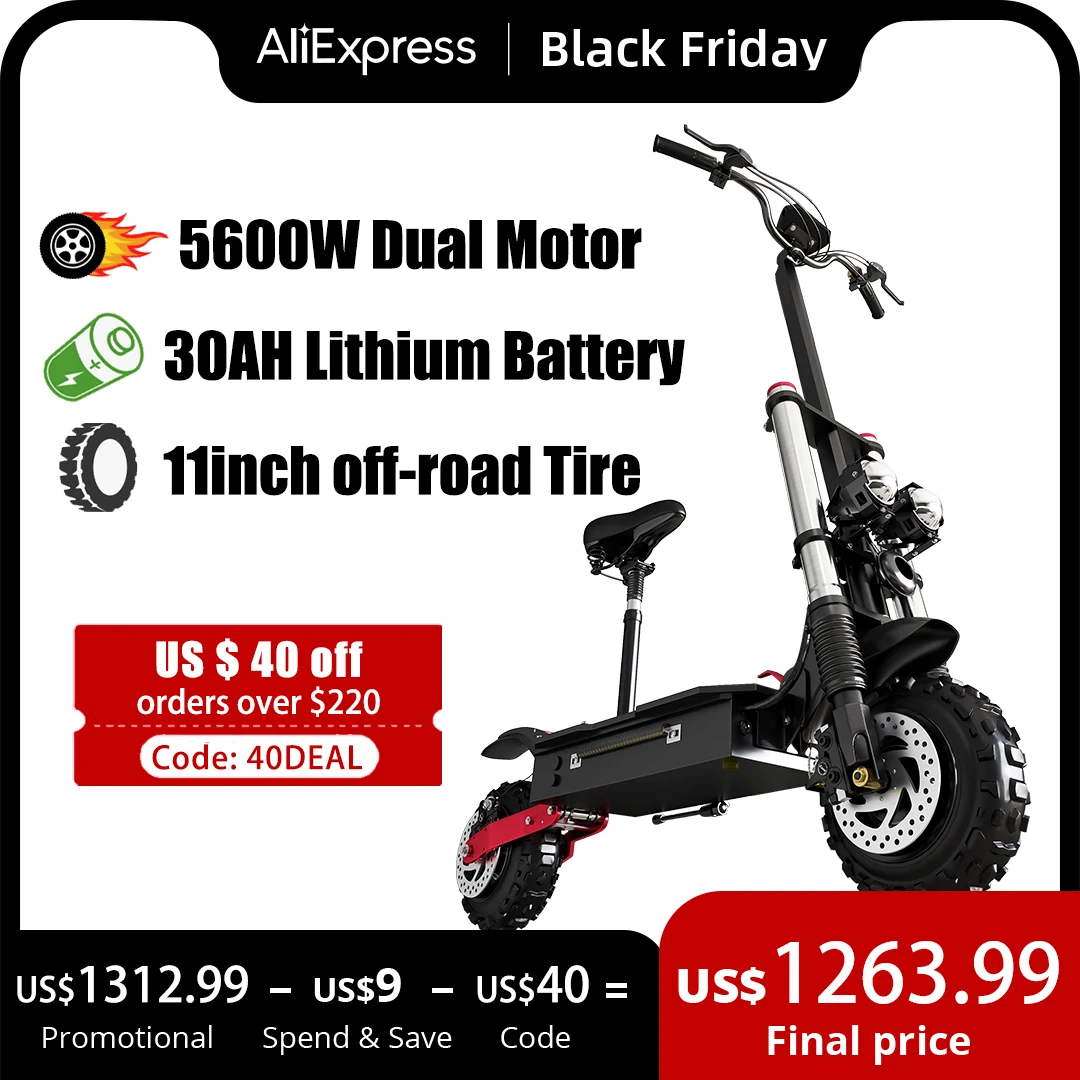 Electric Scooter Dual Motor Folding Electric Scooters Adults 80km/h