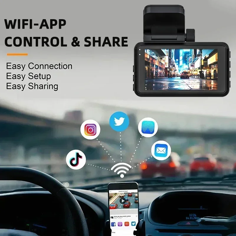 Dash Cam Auto Doppia 4K+1080P Con Wi-Fi E Parcheggio 24H - Telecamera Per Auto Con Visione Notturna E Schermo 3 Pollici - Foto 8