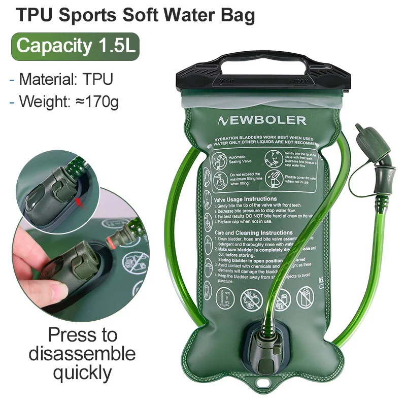 NEWBOLER BPA-Free Hydration Pack Water Reservoir Bag - 2L/3L Capacity
