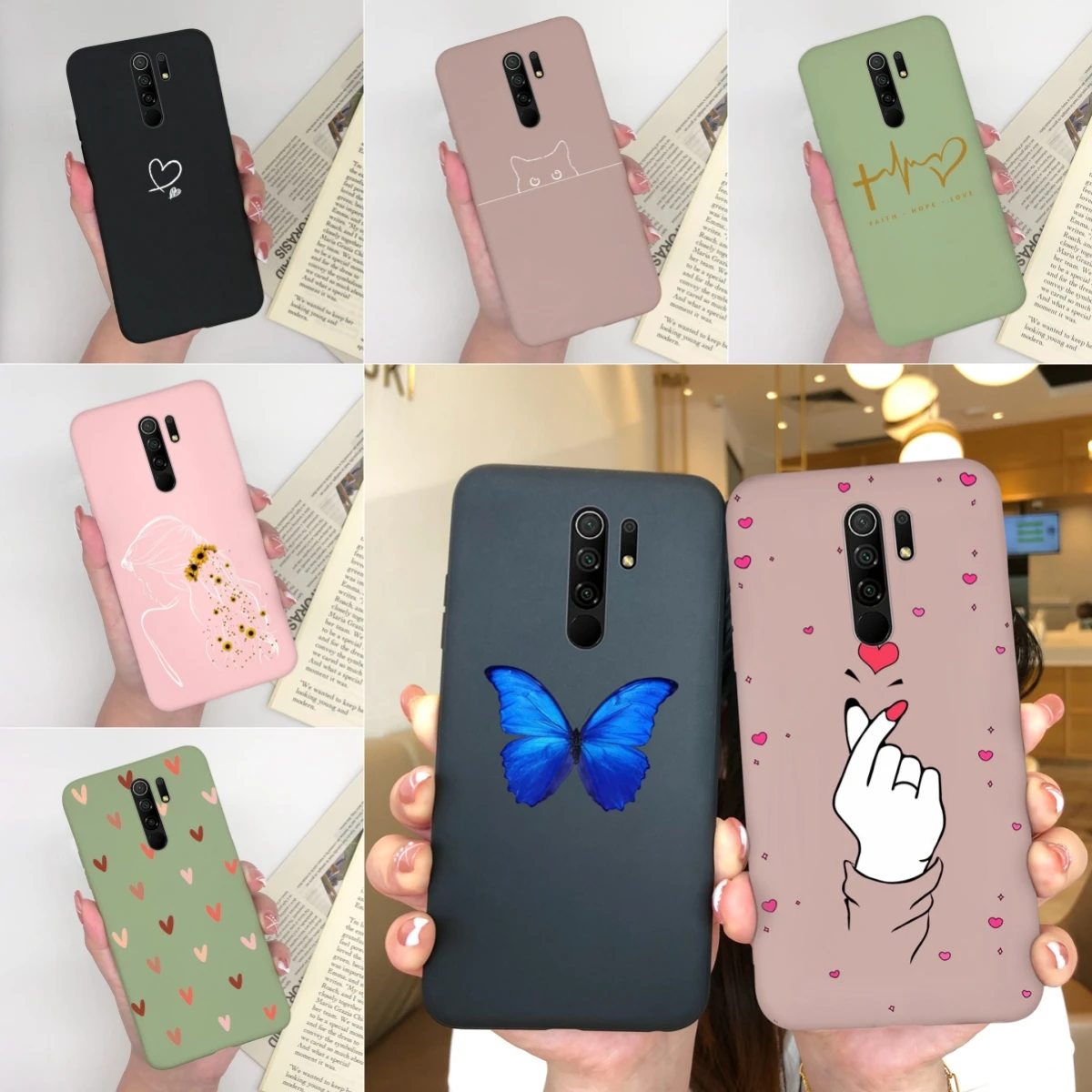 Per Xiaomi Redmi 9 9A 9At 9 Prime Case Butterfly Love Heart Silicone Opaco Protettivo Durevole Per Redmi 9 9 A 9 At 9 Prime Funda