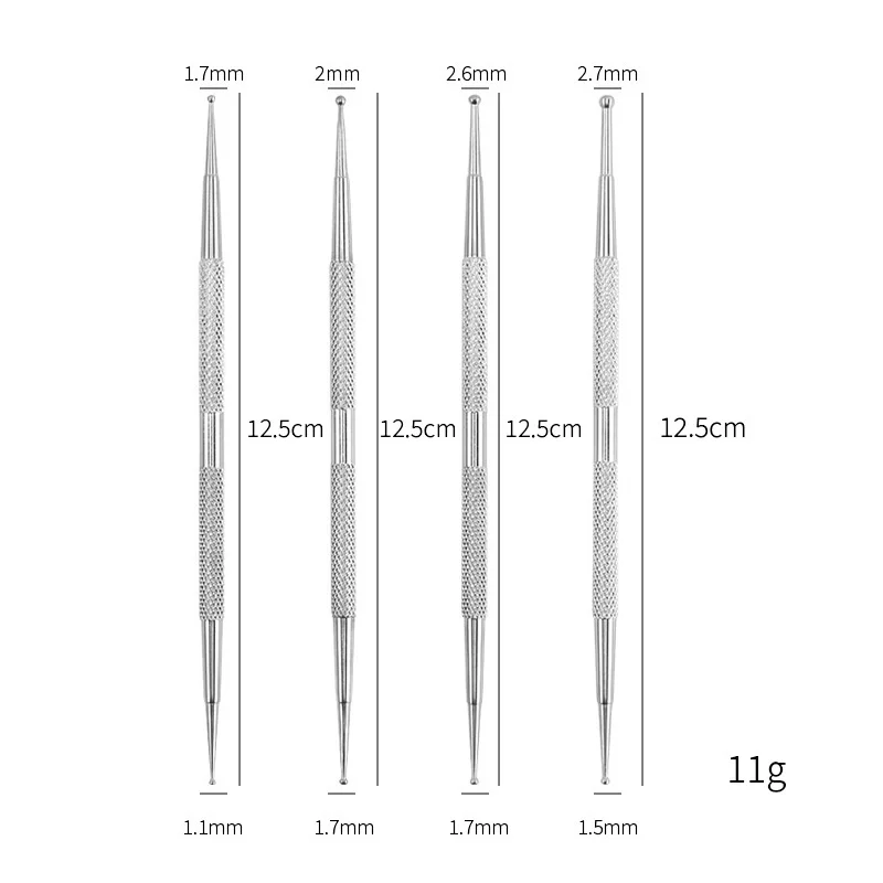 New Stainless Steel 4pcs Nail Art Dotting Pen Dual End Painting Picking Dot Pen Nail Point Rhinestone Painting Manicure Tools 6