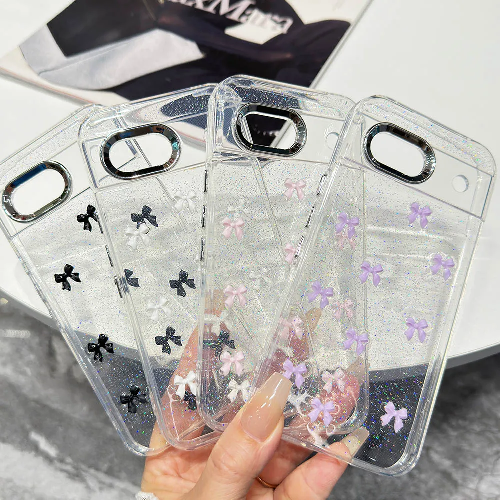 Colorful 3D Bowknot Silvery Glitter Bling Soft Phone Case