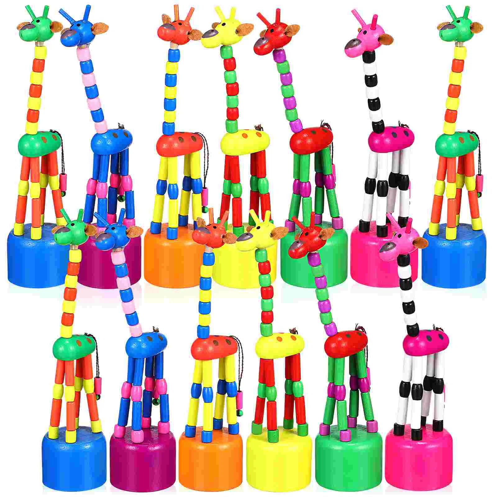 15 Pcs Wooden Giraffe Decorate Toy for Kids Animals Figures Figurine Desk Telescopic Toys Statues Child Decoration european retro bookends ornaments decorate relojes garming wooden costura accesorios