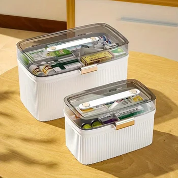 Medicine Storage Box With Handle Portable Leakproof Pill Organizer Large Capacity Medicine Storage Box First Aid Kit Storage Box
