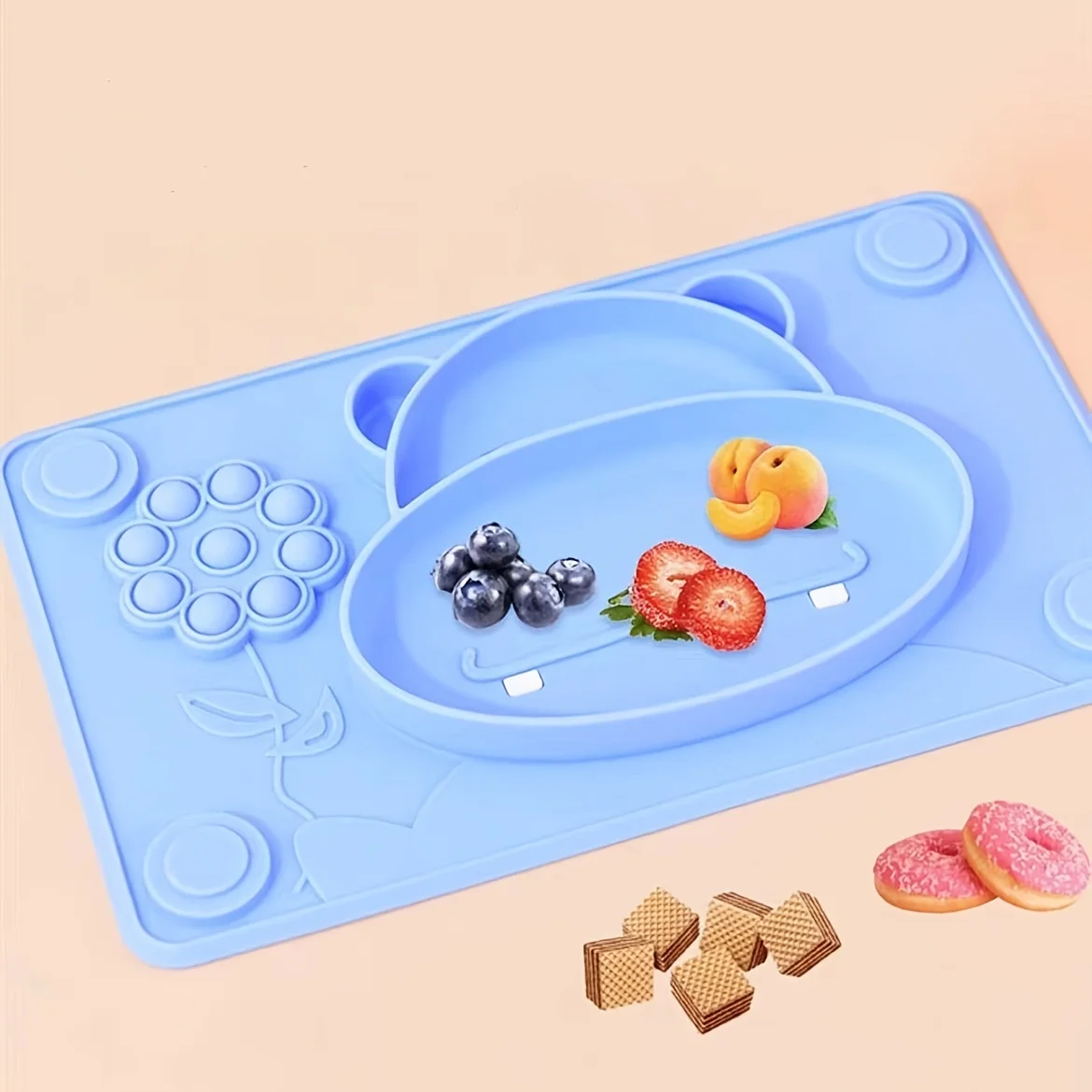 Baby Safe Sucker Silicone Dining Plate Solid Cute Cartoon Children Dishes Suction Toddle Training Tableware Kids Feeding Bowls