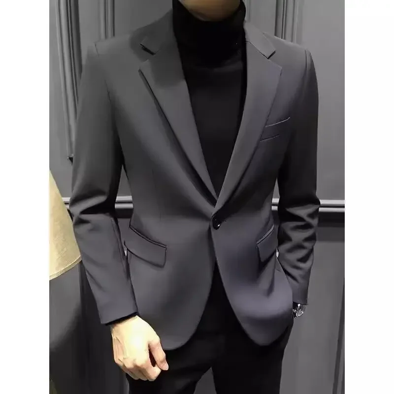 Slim Fit Casual Style Gold Thread Embroidered Youth Fashionable Spring Autumn Business Suit Jacket Korean Version Single Button