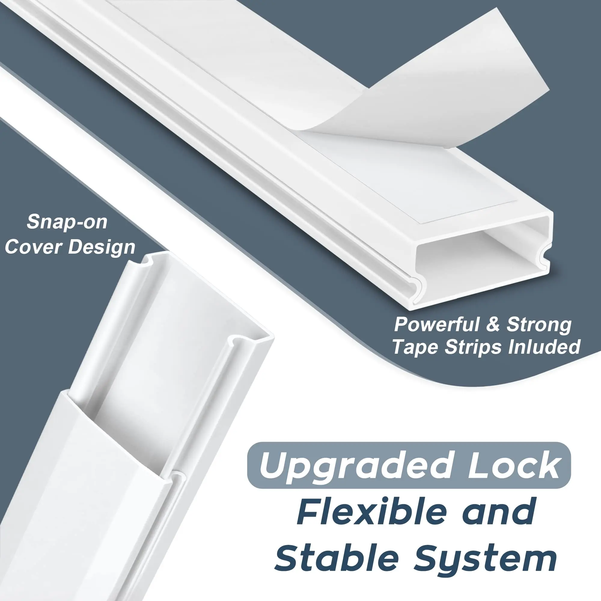 1set 125in Cord Cover, Large Cord Concealer on Wall Cable Management, Cable Raceway Kit for Mount TVs,Wire Hider for Home Office