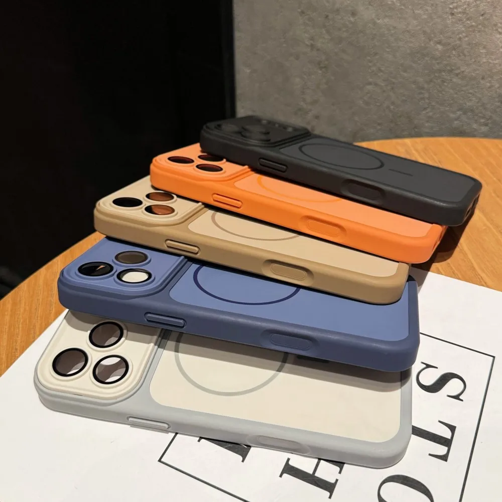 Rugged Armor Shockproof Matte Case with Magnetic Lens Protection Cover