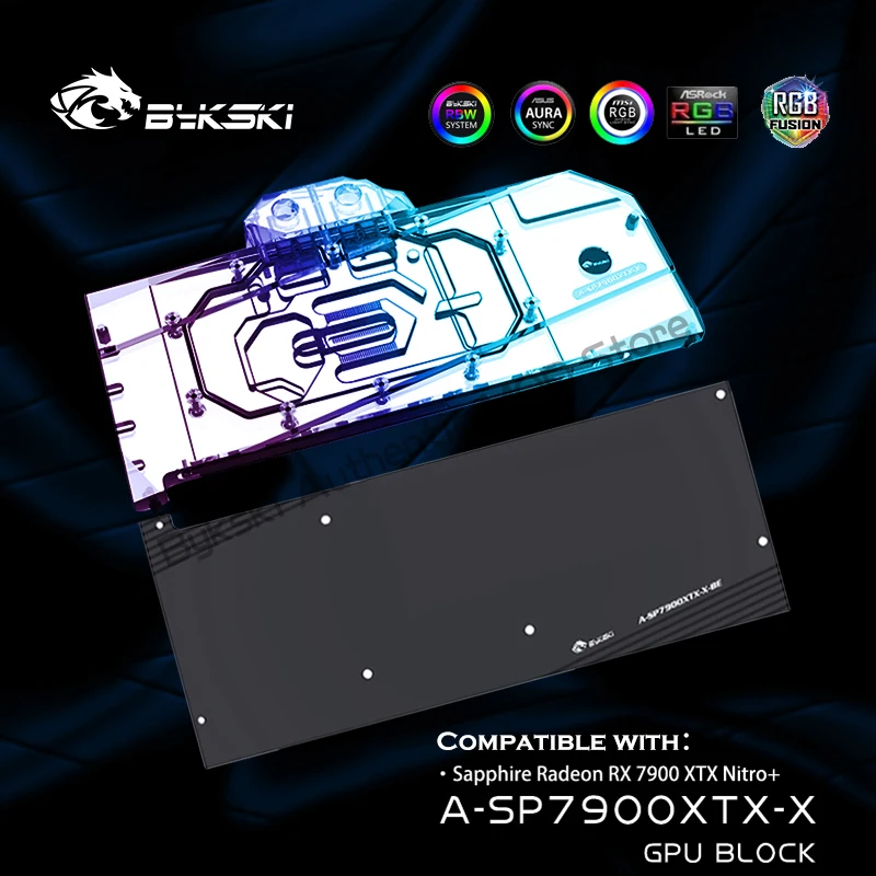 Bykski A-Sp7900Xtx-X, Blocco Di Raffreddamento Ad Acqua Gpu Per Sapphire Radeon Rx 7900 Xtx Nitro + Scheda Grafica, Dispositivo Di Raffreddamento Dell