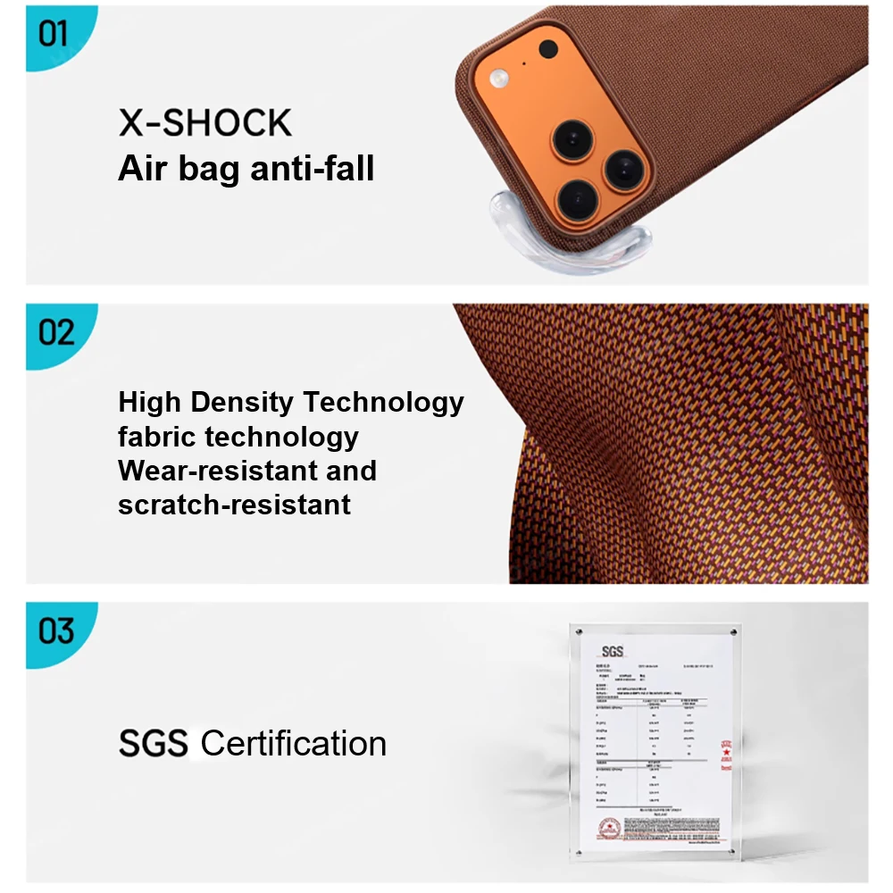 Tech Woven Magnetic Adsorption Phone Case for Iphone 17 Air 16 15 14 13 Pro Max TechWoven for Magsafe Wireless Charge Cover 5