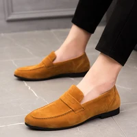 Yellow Suede Leather Loafers Man Big Size 46 Slip-on Men's Casual Shoes Classic Comfy Social Shoes Men Moccasins Zapatos Hombre 2