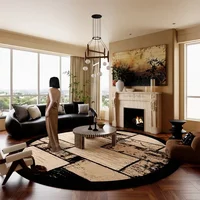 Chinese Retro Round Carpet Light Luxury Home Decoration Rug Soft and Comfortable Coffee Table Rugs Large Size Bedroom Carpets 카펫 1