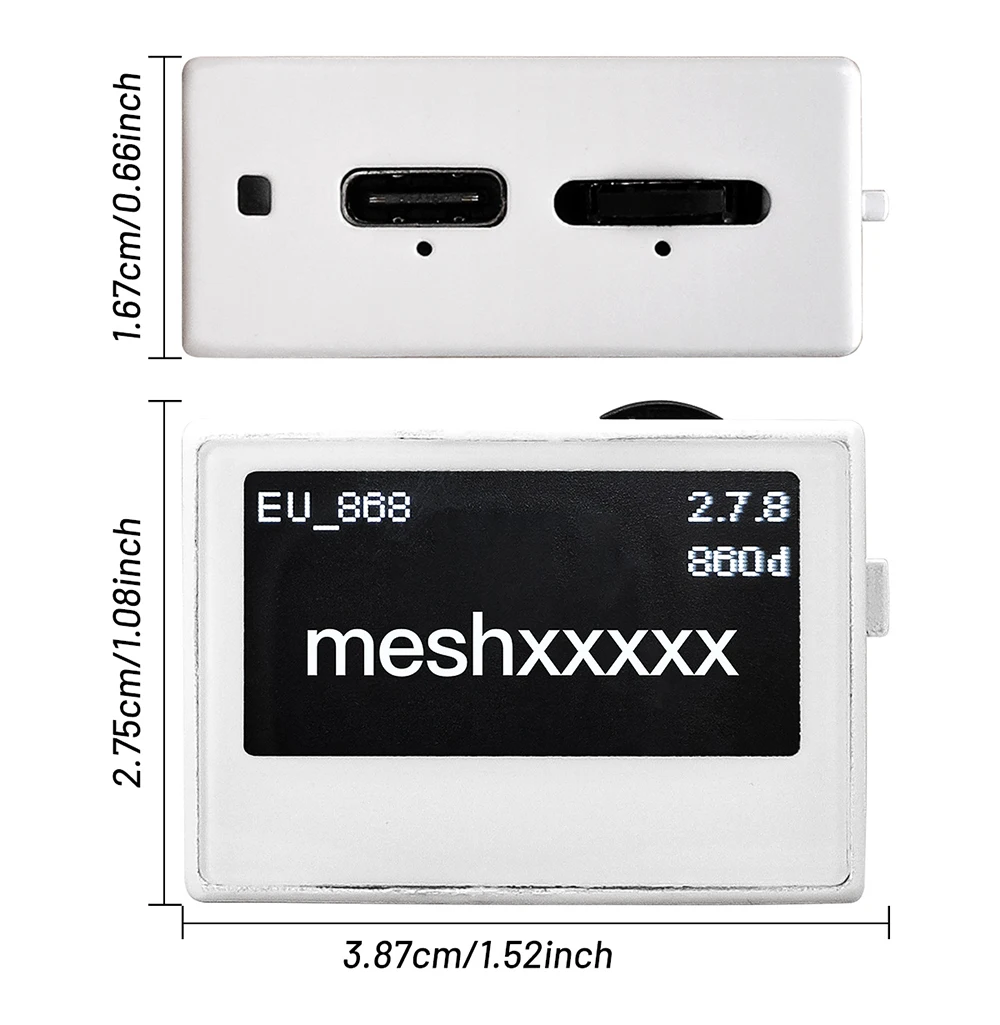 Meshtiny Mini Mesh LoRa Node Built in Battery OLED Display nRF52840 SX1262 LoRa