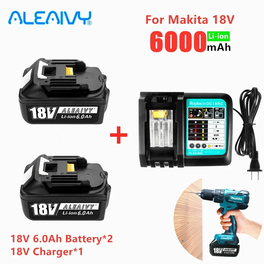 

New 2023 18V 6.0Ah Rechargeable Li-ion battery For Makita power tool 18 v Batteries BL1815 BL1830 BL1840 BL1850 BL1860 LXT400