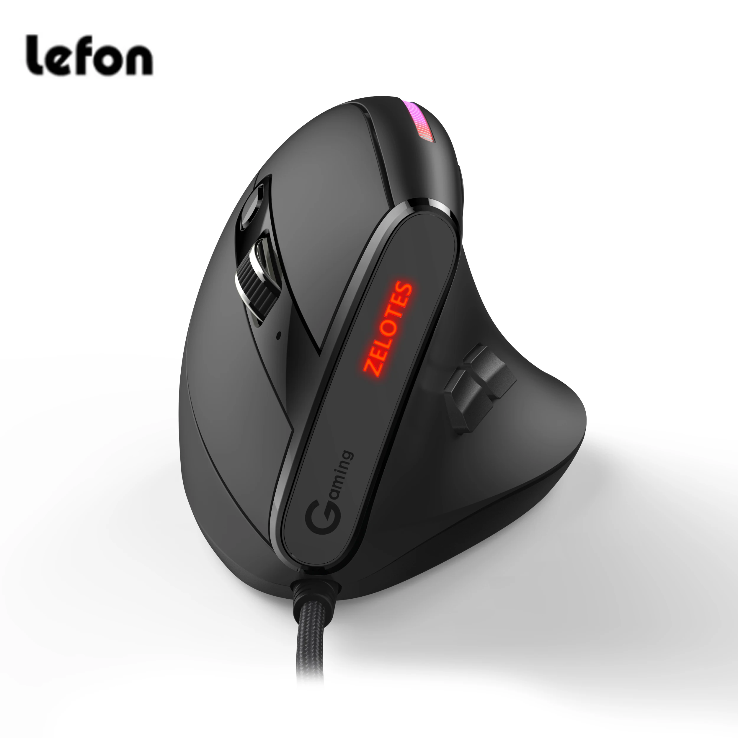 Lefon-wired Vertical Gaming Mouse Rgb Ergonômico Botão Programável 12800 Dpi Ratos Gamer Óptico Laptop pc Gamer T50