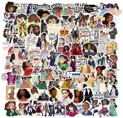 Lot de 10, 30, 50 ou 100 pièces d'autocollants de dessin animé Musical de Hamilton, étiquette artistique drôle, cadeau de noël, pour téléphone portable, jouets pour enfants 