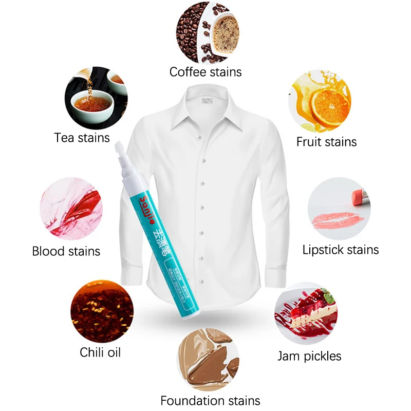 Clothing Stain Removal Wet Wipes Stain Remover Spray Portable Clothes Stain Remover Pen Clothes Bleach Pen Laundry Stain Remover Spot For Coffee Food Oil Tea Stains