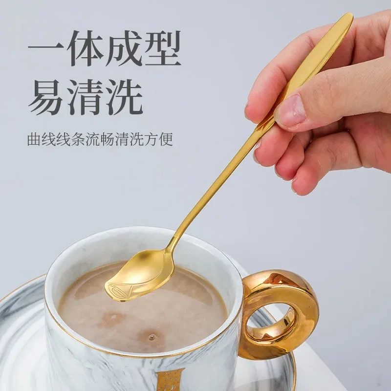 13/15/17cm Long Handle Coffee Spoon High-quality Rose Small Tea Spoon Stainless Steel Cute Ice Cream Dessert Stirring Spoon