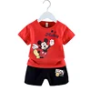 DISNEY Summer Children's Pullover Sets Mickey Print Boys Clothing Sets Breathable Thin Kids Tshirt And Shorts 2pcs Suit 6