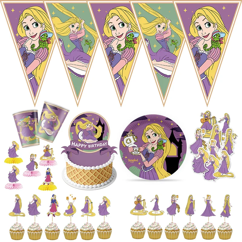 Anime-Tangled-Rapunzel-Theme-Party-Supplies-Tableware-Paper-Cup-Plate ...