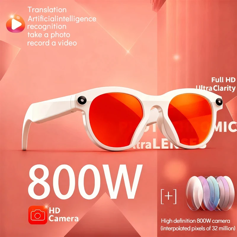 2026 New Smart Glasses 8MP Camera WiFi Bluetooth Touch Control IP65 Waterproof AI Translation Noise Cancelling AI Glasses Women
