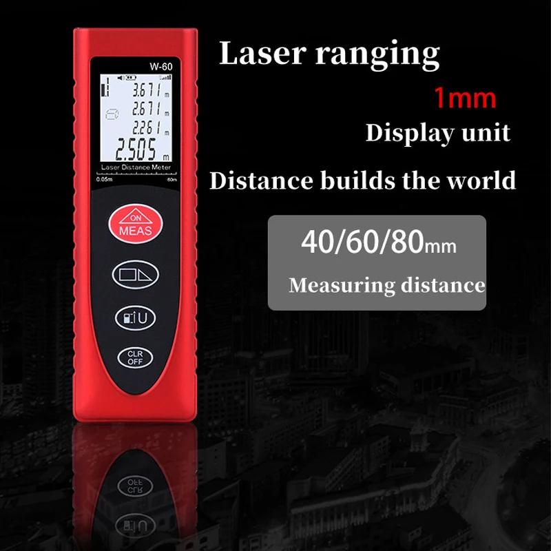 Rechargeable 40M/60M Laser Range Finder Portable Infrared Electronic Ruler Distance Area Measurement Digital Rangefinder m/in/ft laser rangefinder
