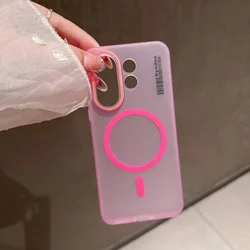 Matte Hard PC Phone Case with Magsafe Magnetic Wireless Charging and Shockproof Bumper for VIVO S30Pro mini (Pink)