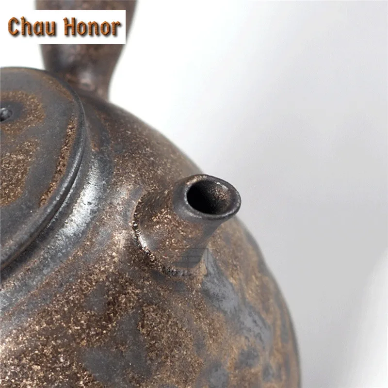 200ml Retro Handmade Sprinkle Gold Glaze Ceramic Teapot Kung Fu Tea Dahongpao Master Pots Household Accessories Gift Packaging