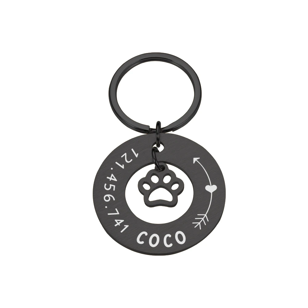 Anti-lost ID Tags Personalized Engraving Pets Cat Name Tags Pendant Customized Dog Tag Collar Nameplate Stainless Steel Keychain 