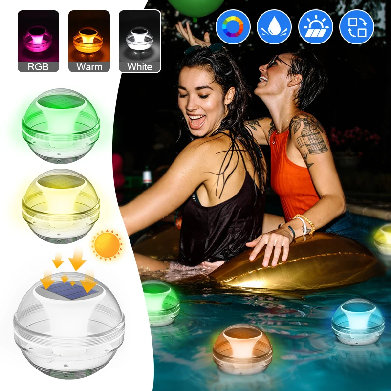 

RGB Color Solar Floating Pool Lights IP65 Waterproof Pool Lights LED Night Light for Swimming Pool Hot Tub Pond Lighting Decors