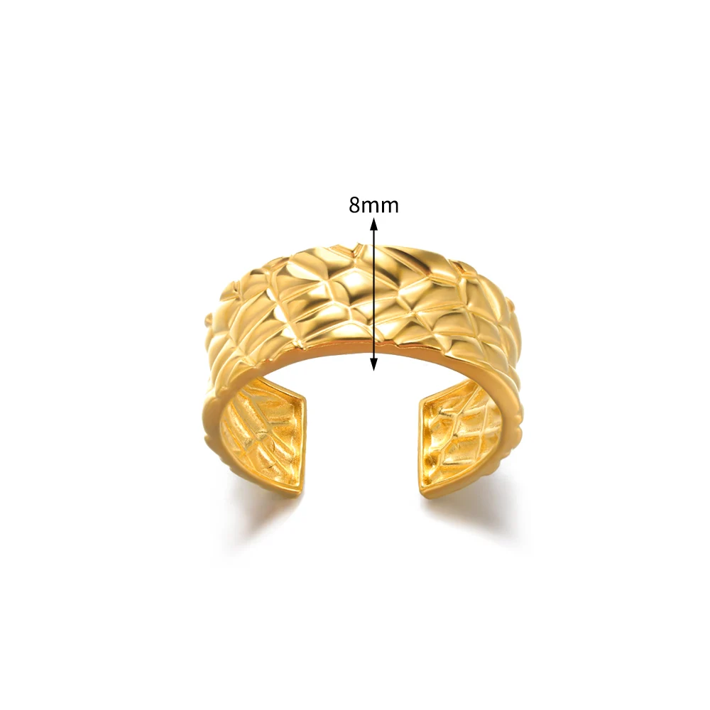 Sa6250277d50b4982840be20d48fd850cT Stainless Steel Rings for Women Men Gold Color Heart Engagement Wedding Wide Ring Trendy Vintage Geometric Punk Jewelry Gift New Mallzona