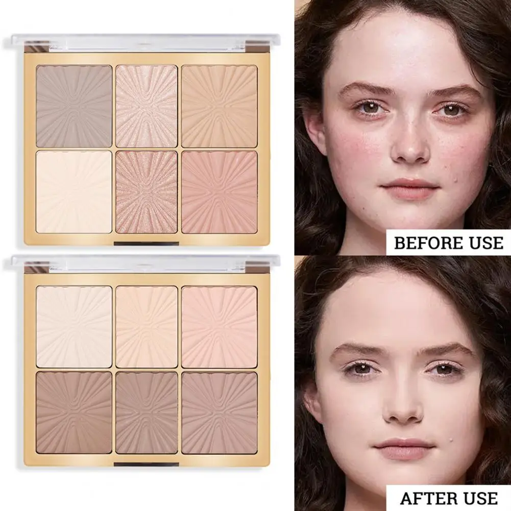 

6.9g Contour Palette 6 Colors Natural Effect Safe Ingredient Easy to Blend Face Brighten Matte Nose Shadow Cosmetics for Women