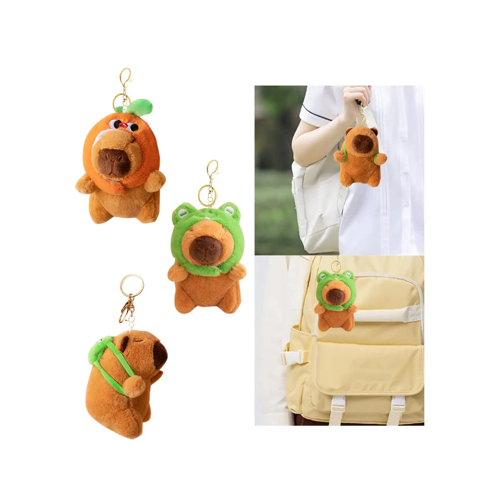 Capybara Plush Toy Keychain Bags Hanging Decoration Women Bag Accessories Car Keychain for Family Lovers Girls Boys Women Gifts