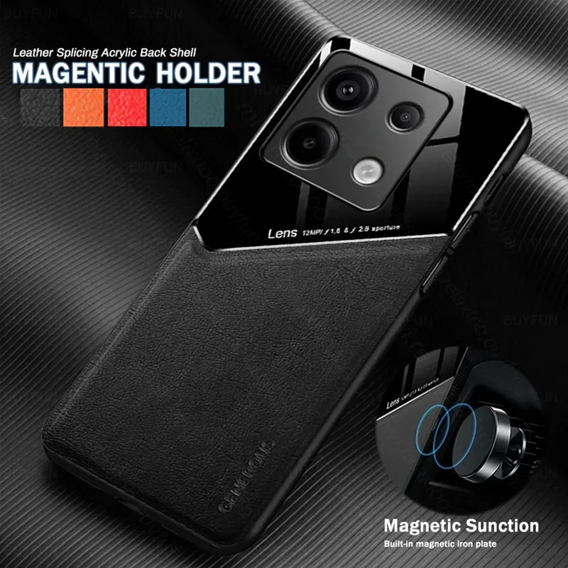 Leather Texture Magnetic Car Mount Case Cover