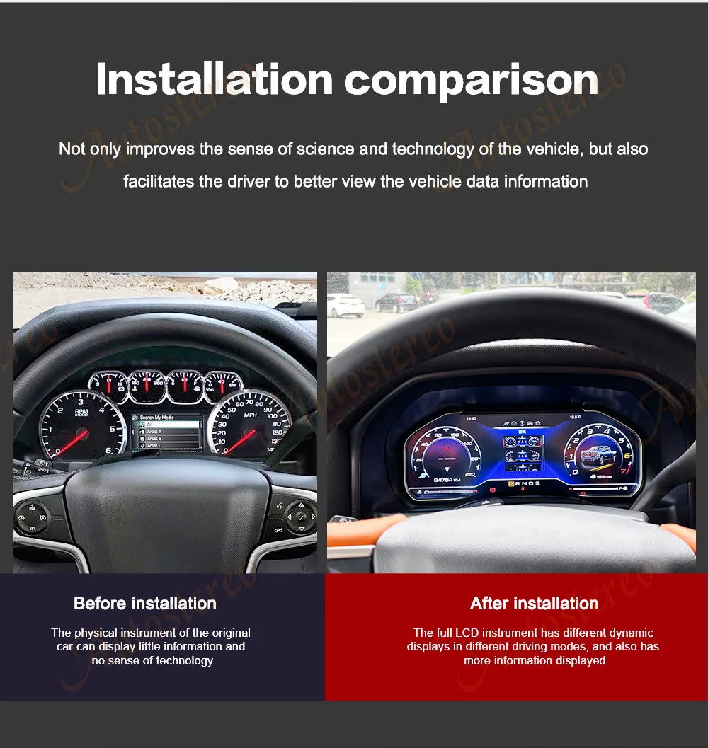 Car Radio Digital Odometer Carplay Android 13 for Chevrolet Silverado GMC Tahoe