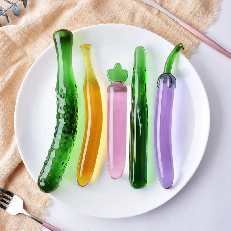 Glass Fruit Vegetable Dildo Realistic Vibrator For Women_voghion.com