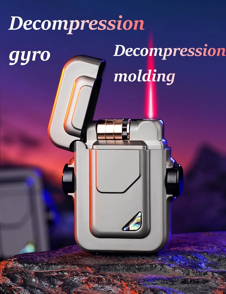 

Metal Mecha Inflatable Windproof Lighter Gyro Shaped Rotating Battery Induction Personality Shell Decoration Lighter Man's Gift