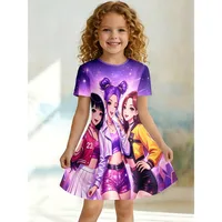 Robe imprimée Girl K-Pop Star Group, robe t-shirt à manches courtes violet Galaxy, adaptée aux cadeaux d'anniversaire et aux fêtes 1