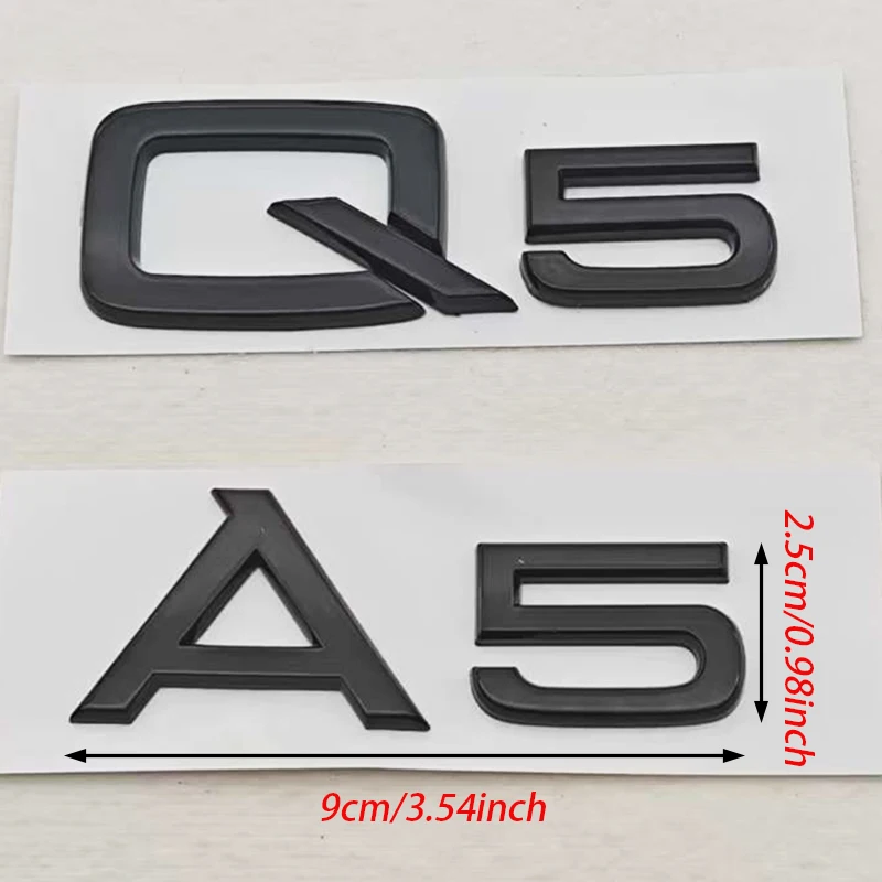 3D ABS 자동차 문자 로고 A5 Q5 리어 트렁크 배지 스티커 엠블럼 데칼 아우디 Q5 A5 자동차 테일 액세서리
