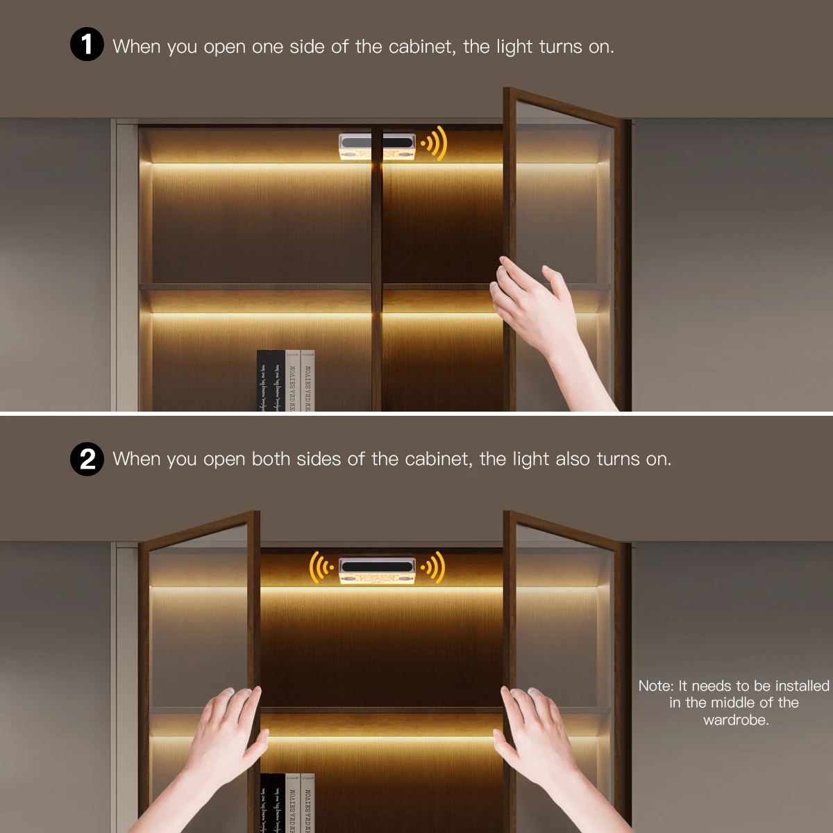 مستشعر الباب المزدوج التحكم LED ضوء COB الشريط لتق...