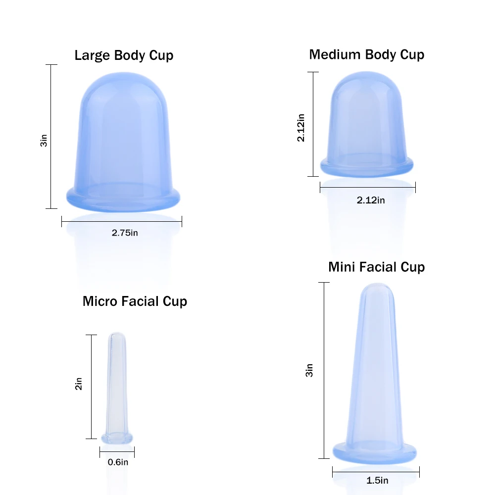 Silicone Facial Massage Cupping Set Vacuum Body Massager Cup Ventouse Anti Cellulite Therapy Face Suction Cups Massage Kit 4