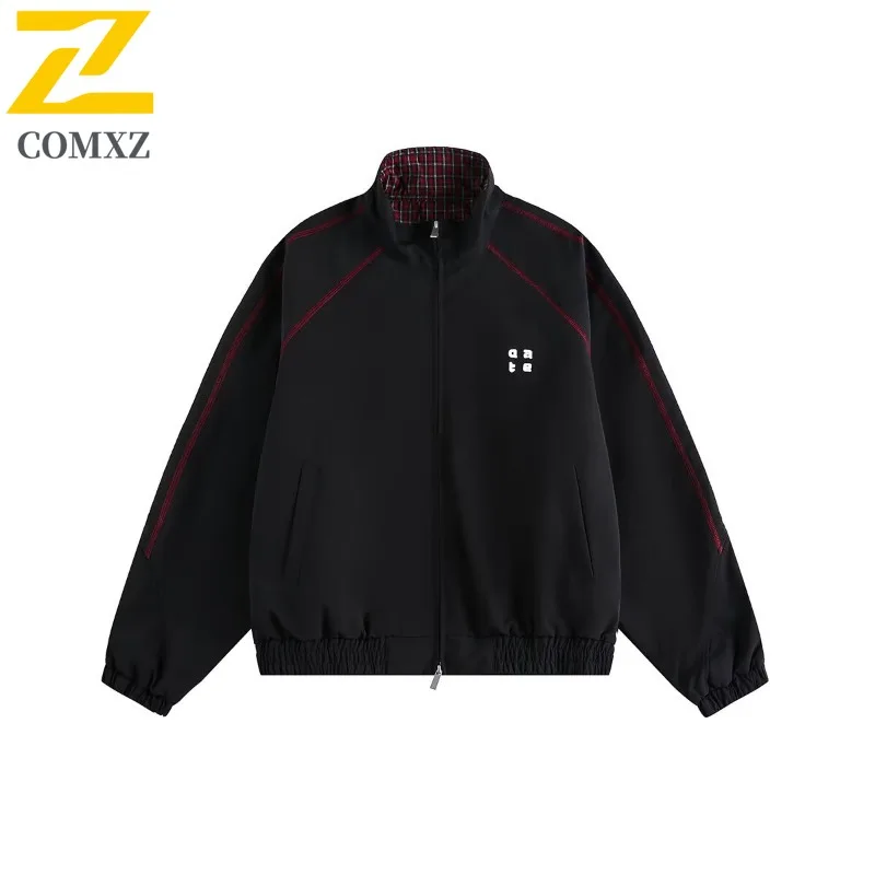 COMXZ 2025 New Men Women High Street Trendy Loose Jacket Hong Kong Style Casual Spring Autumn Waterproof and Windproof Outerwear
