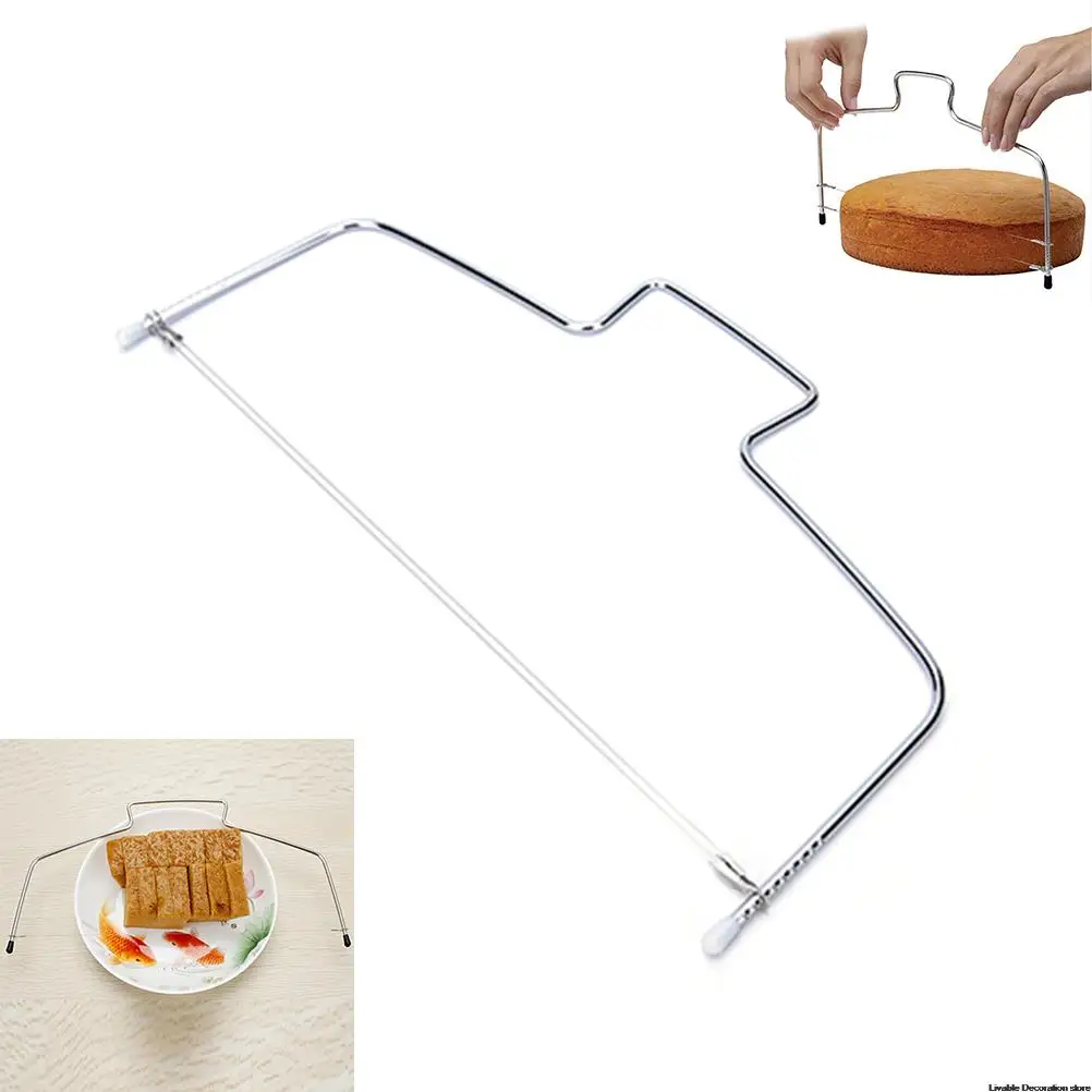 Cake Slicer Cutter DIY Stainless Steel Cake Tools Double Line Adjustable Baking Tools Cake Bread Slicer Cutter Strings Knife Soap Knife