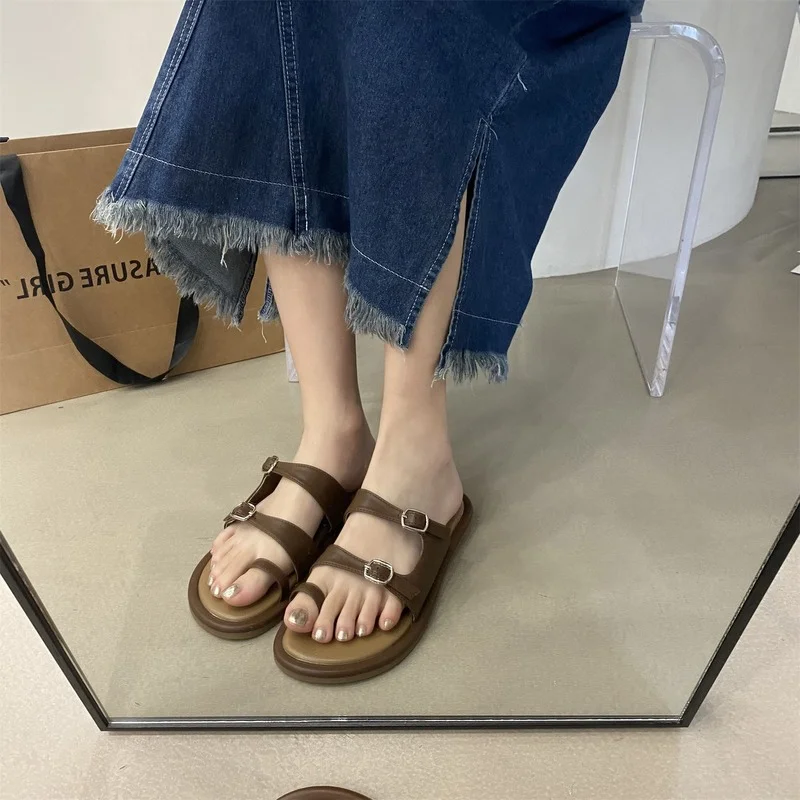 

Casual Sandals Women Fashion Beach Shoes Summer Outer Wear Slippers 2022 New Retro Set-toe Roman Sandals Open-toed Shoes Women