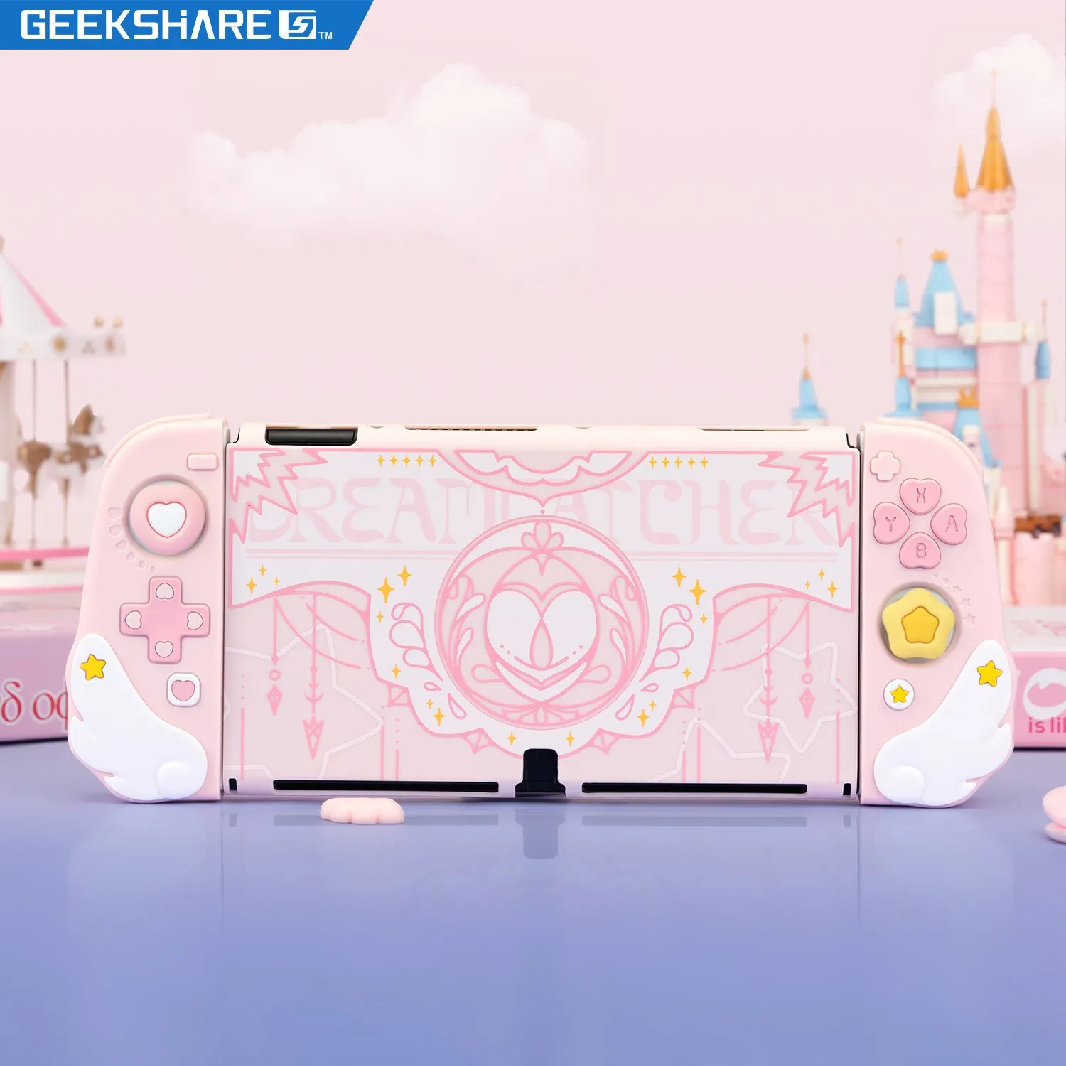 Geekshare-estojo Protetor Rosa Série Star Wing Bolsa de Armazenamento Estojo de Transporte Grande Mouse Pad para Nintendo Switch Presente Oled Joy Con - Image 5
