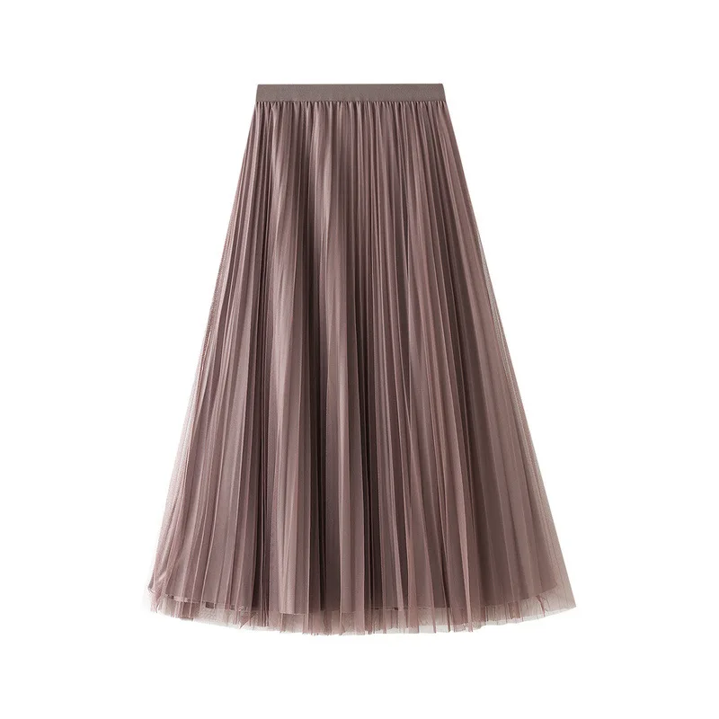 

2023 New Velvet Mesh Half Length Dress for Women Autumn and Winter Mid High Waist Pleated Fashion H990