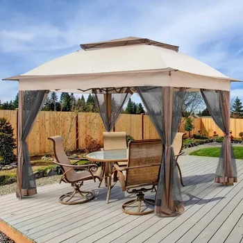 3 x 3 m Folding Gazebo with Mosquito Nets Waterproof Polyester Fabric Metal Frame Folding Accordion Portable Tent Market 1